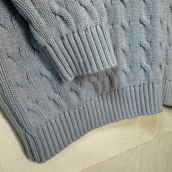 BRANDY MELVILLE V-neck Cable Knit Cardigan Lt Blue Size M Preppy Capsule Classic - Picture 4 of 11